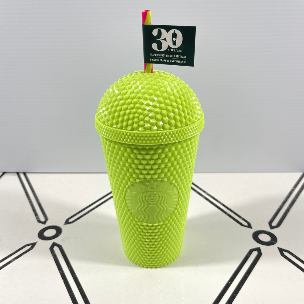 Starbucks 30th Anniversary Studded Lime Green 24oz Venti Tumbler Dome Lid Straw